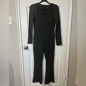 Women's Square Neck Long Sleeve Flare Jumpsuit